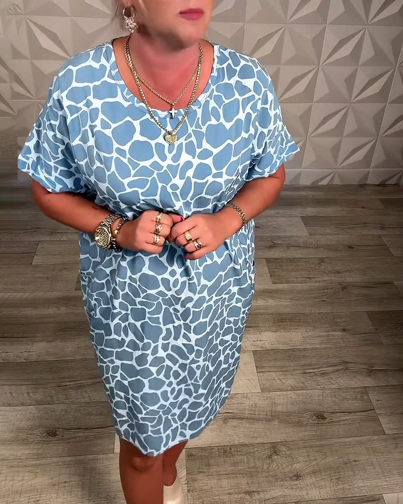 Noelia - Printed Round Neck Casual Dress