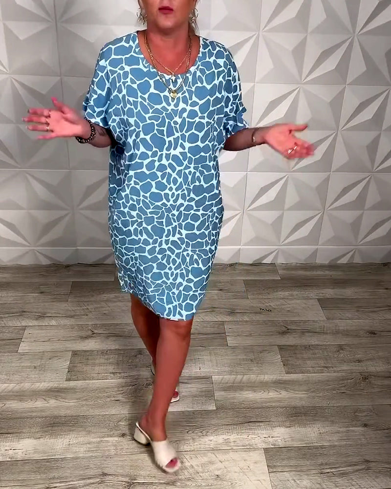 Noelia - Printed Round Neck Casual Dress