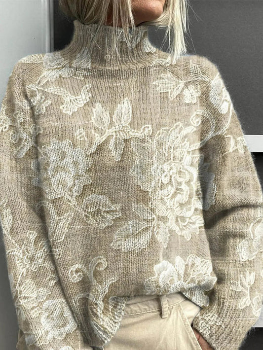 Allie – Warm Sweater with Floral Pattern