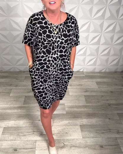 Noelia - Printed Round Neck Casual Dress