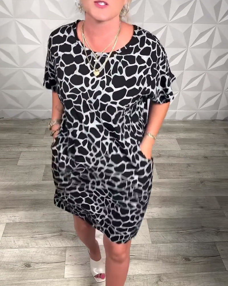 Noelia - Printed Round Neck Casual Dress