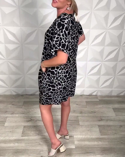 Noelia - Printed Round Neck Casual Dress