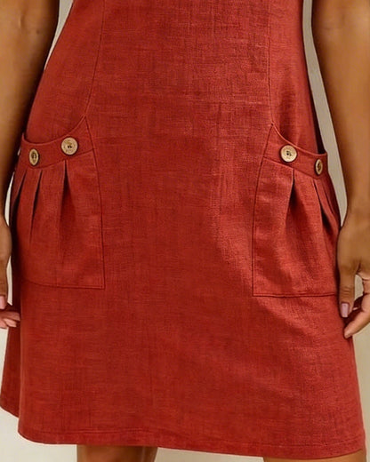 Emma - Zip-Up Cotton Linen Dress with Pockets