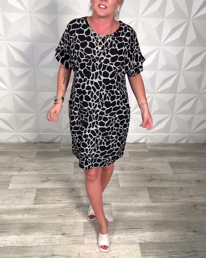 Noelia - Printed Round Neck Casual Dress