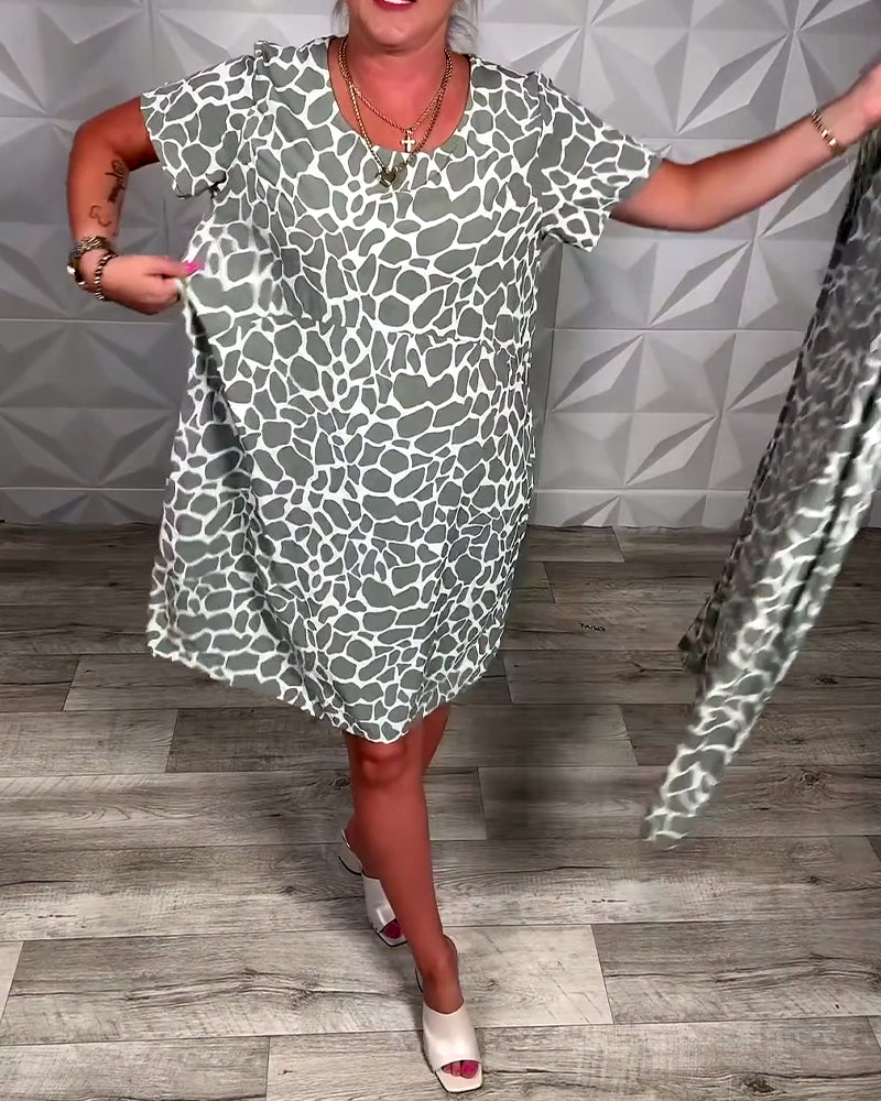 Noelia - Printed Round Neck Casual Dress