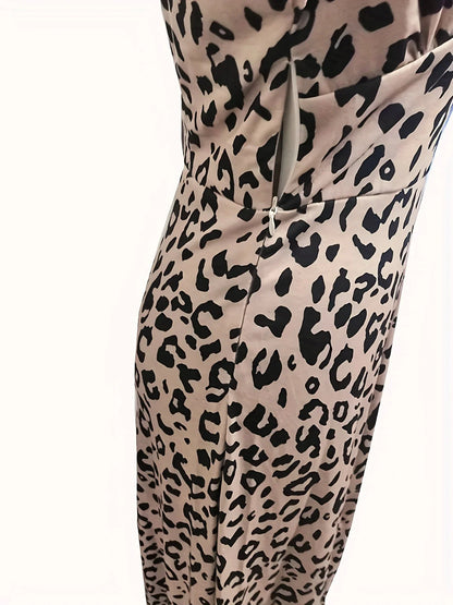 Leopard Print V Neck Dress