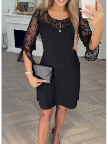 Dress with lace sleeves