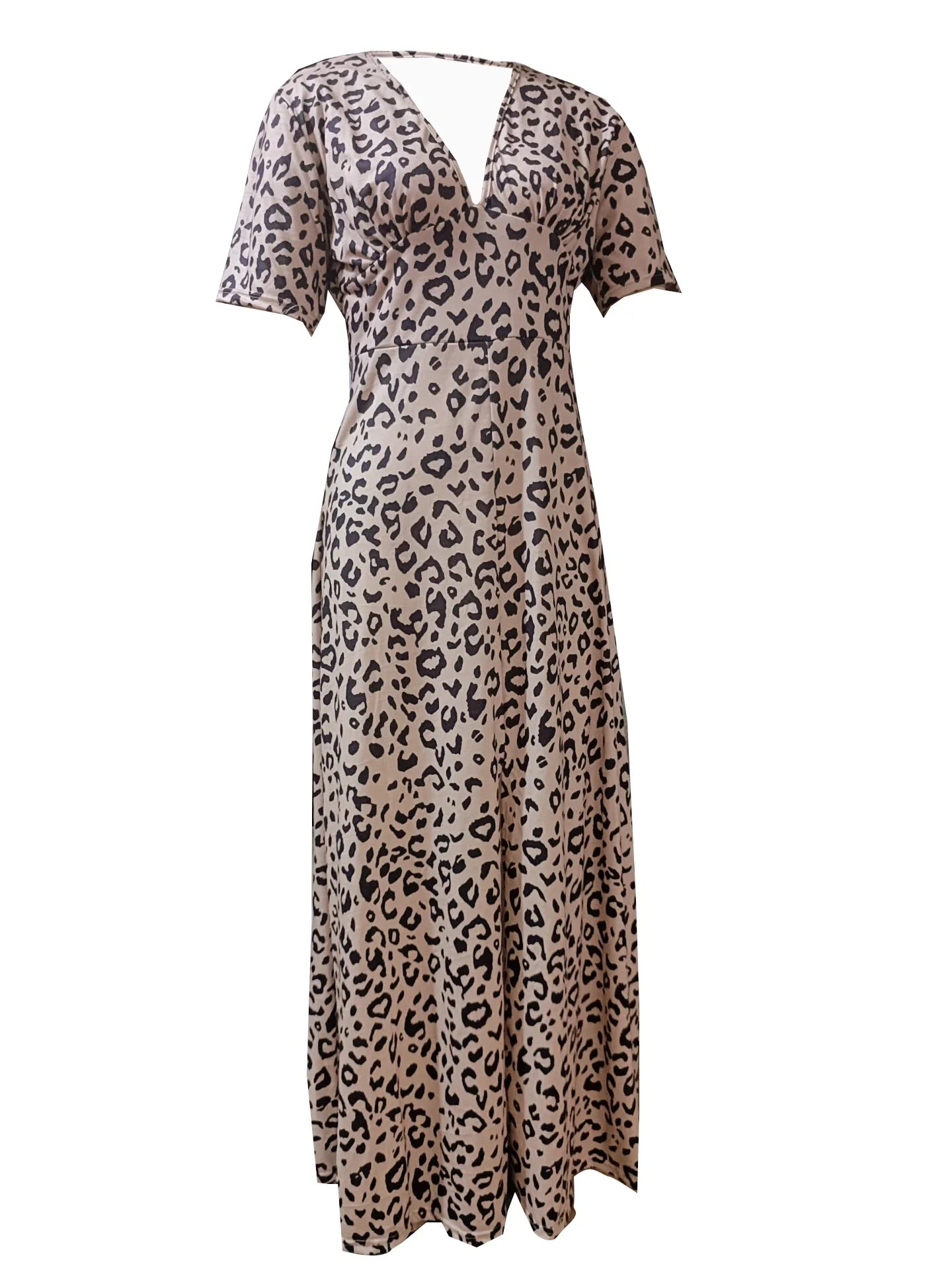 Leopard Print V Neck Dress