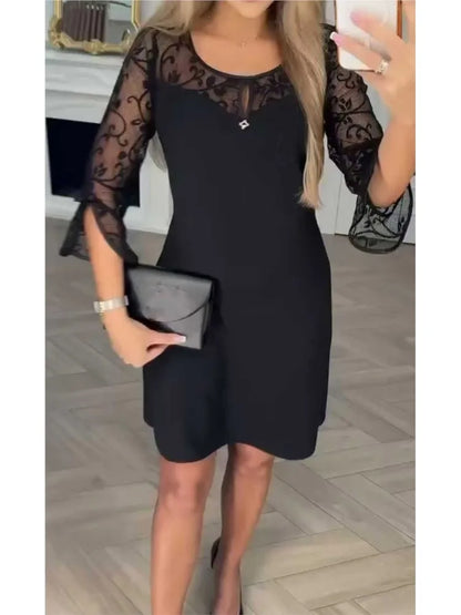 Dress with lace sleeves