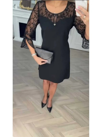 Dress with lace sleeves