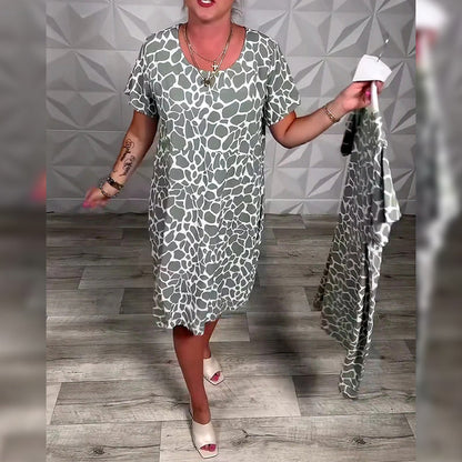 Noelia - Printed Round Neck Casual Dress